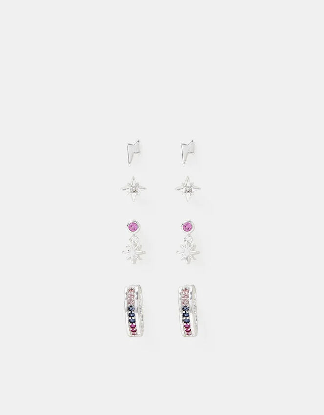 4-Pack Sterling Silver-plated Celestial Earrings