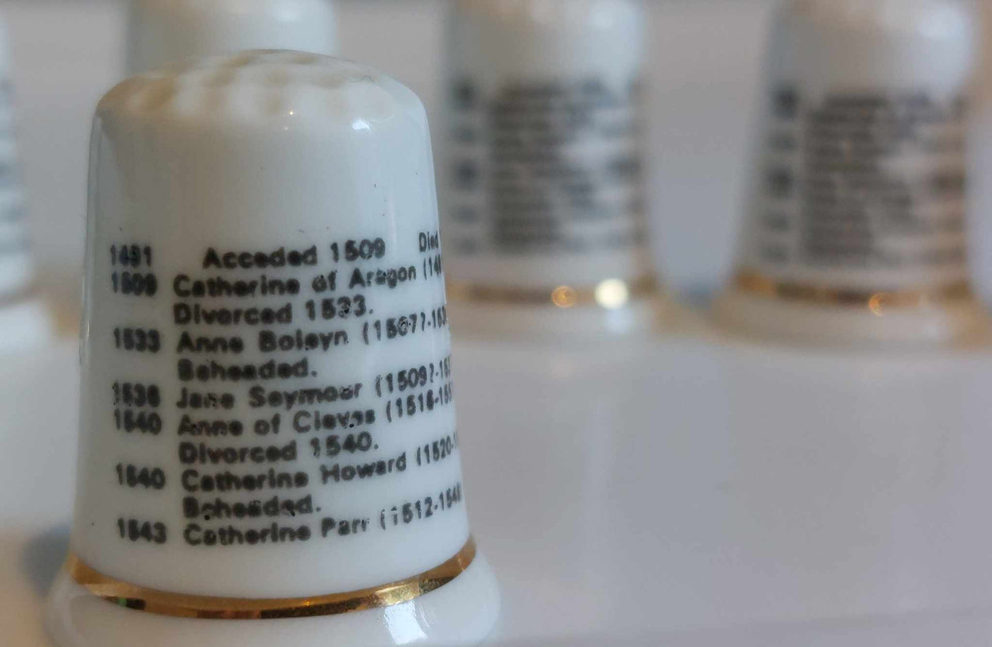 English Bone China - King Henry VIII & His Six Wives - Set of 7 Thimbles