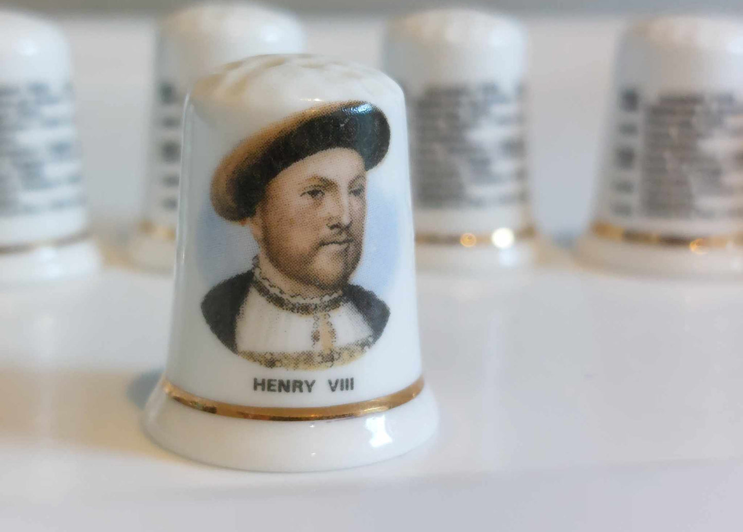 English Bone China - King Henry VIII & His Six Wives - Set of 7 Thimbles