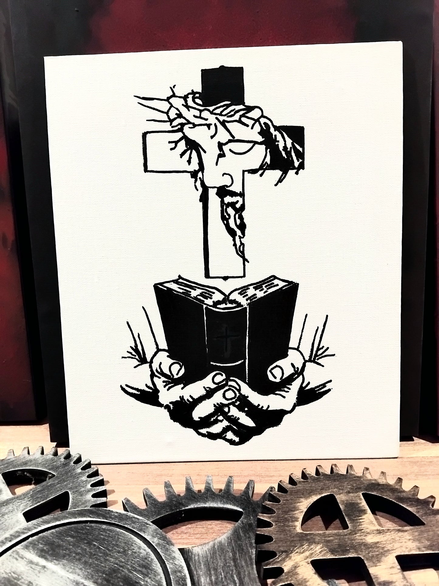 20cm by 30cm canvas board faith piece