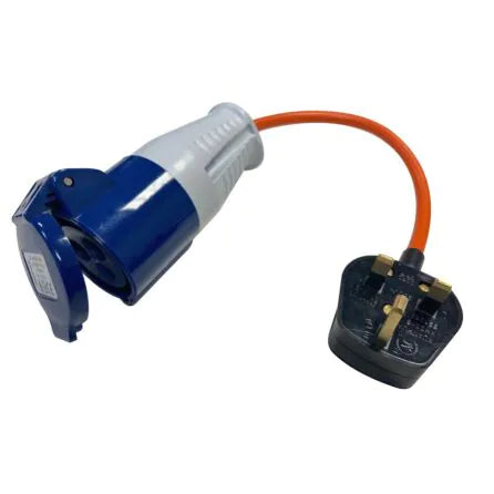 UK Mains Adaptor 13a Plug to Caravan Mains Socket