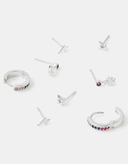 4-Pack Sterling Silver-plated Celestial Earrings