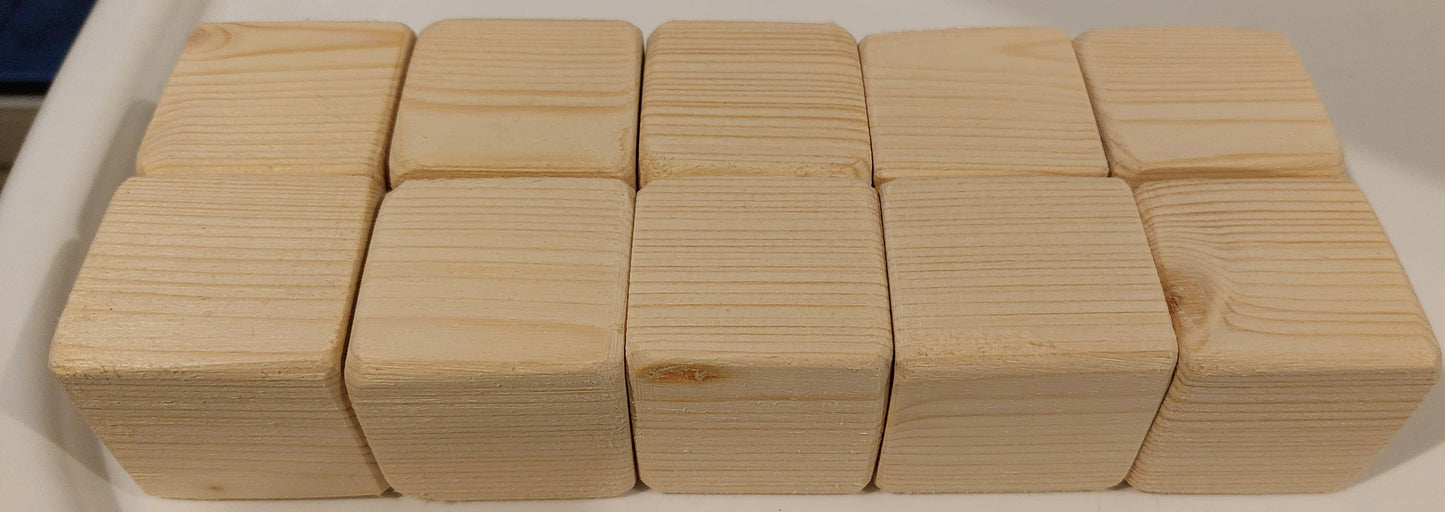 10x Wooden Blocks 4cm x 4cm