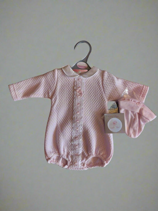 Baby Girl Pink Knitted Shortie Romper 5-8lbs / 2.3 - 3.6 kg