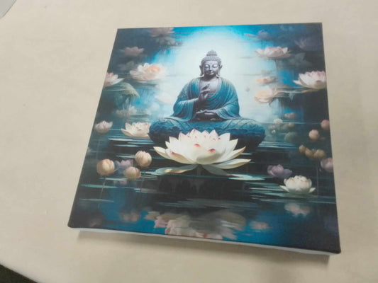 10inch by 10inch Canvas Print of Buddha & Lotus Leaf