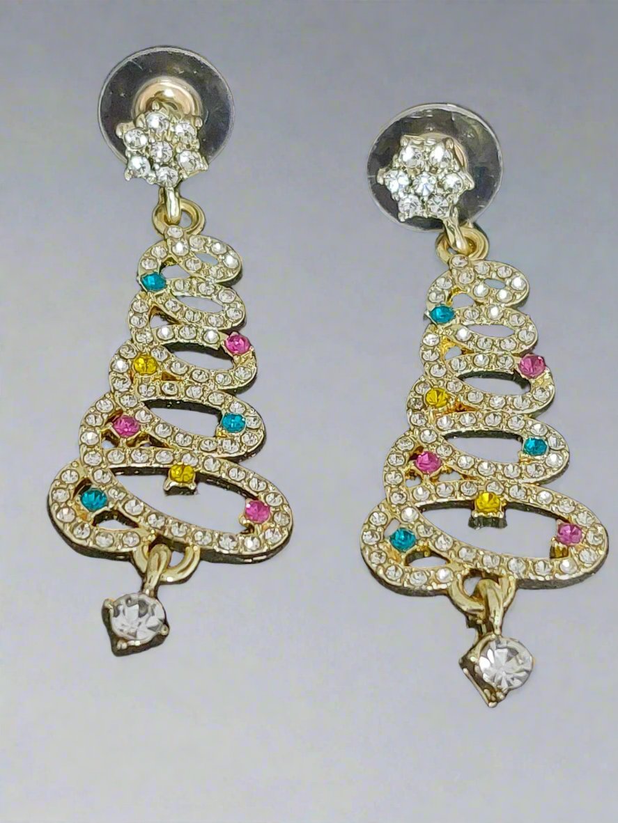 Christmas Tree Crystal Dangle/Drop Beauty Costume Earrings