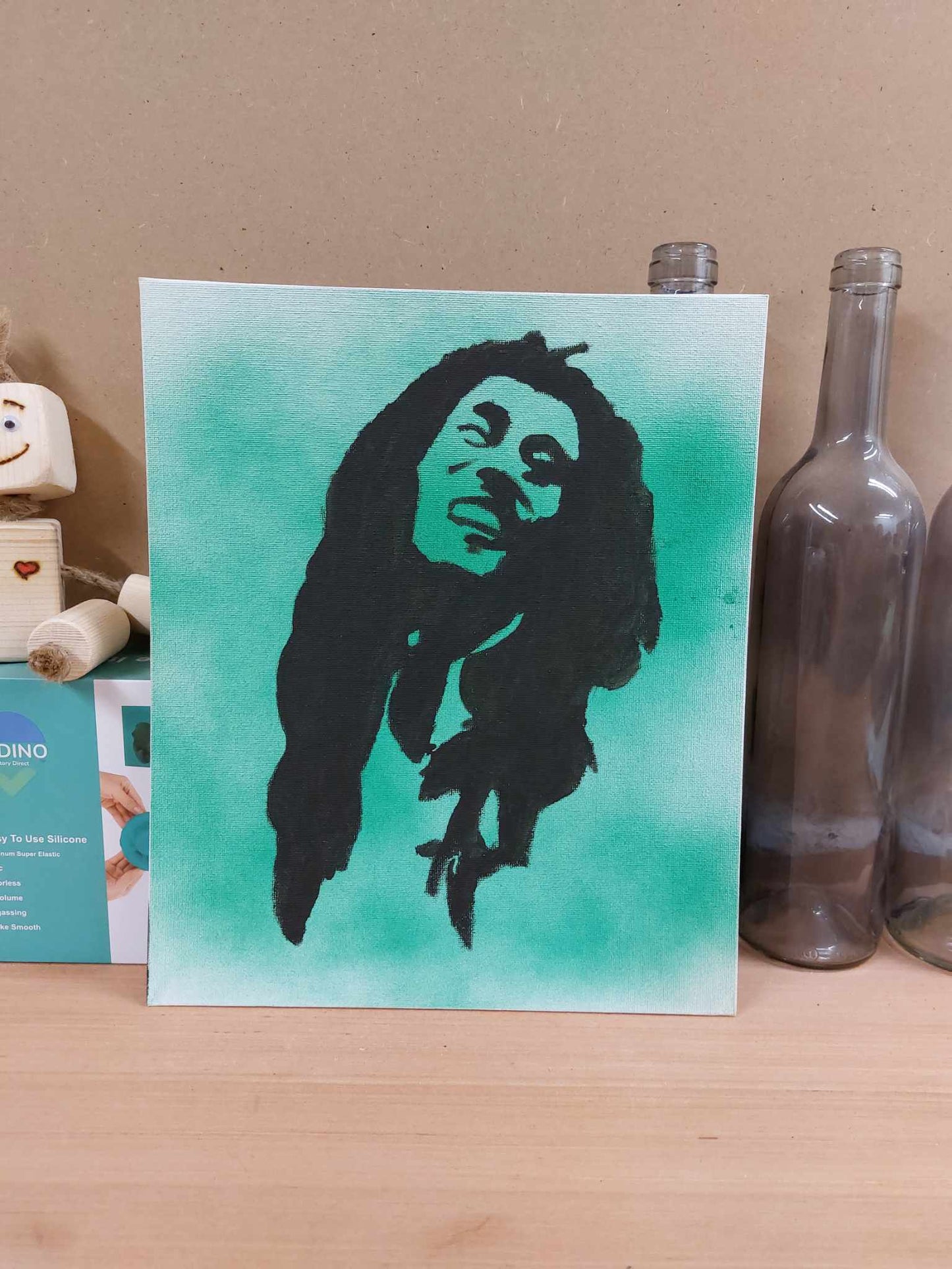 25 x 30 cm Canvas board Bob Marley Acrylic Painted