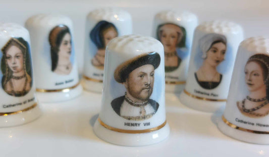 English Bone China - King Henry VIII & His Six Wives - Set of 7 Thimbles