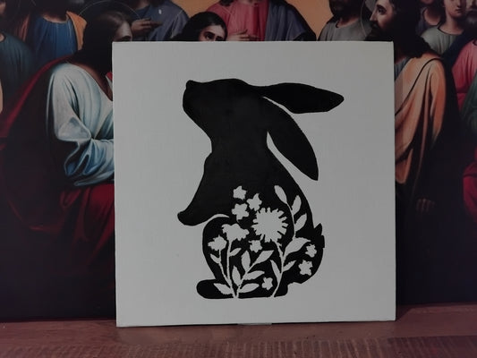 Rabbit And Flower canvas board