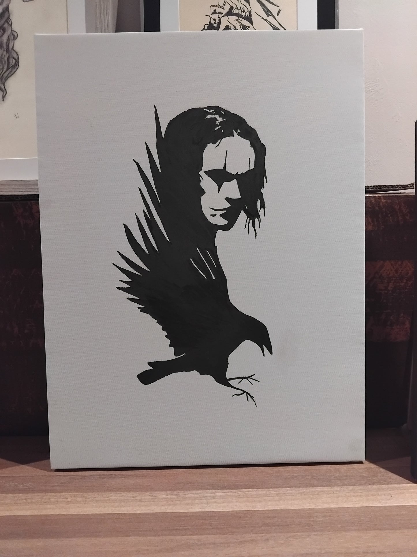 26inch by 16inch canvas Acrylic painted crow