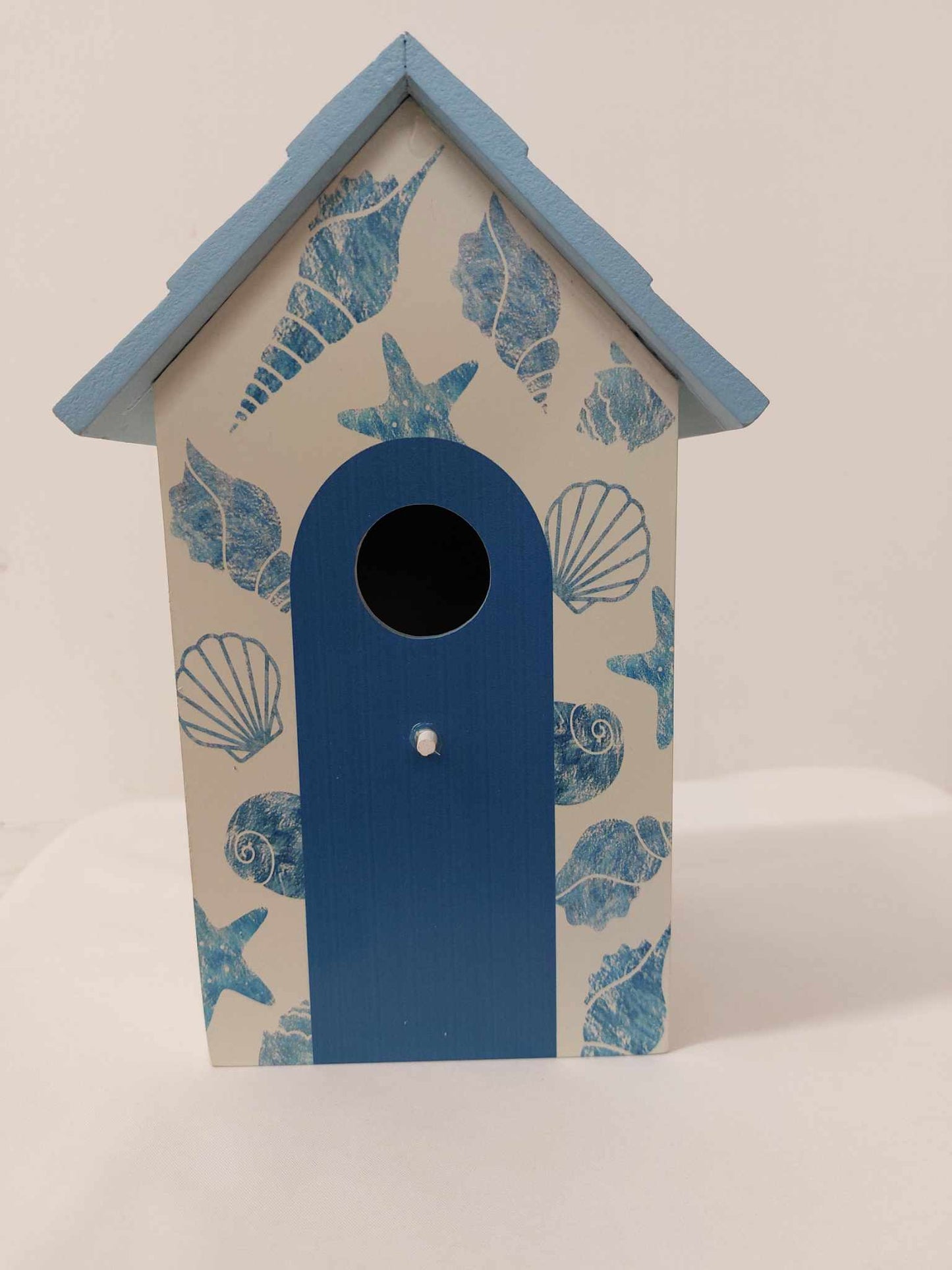 Bird House Nesting Box - Decorative wooden bird house. Pretty seaside blue