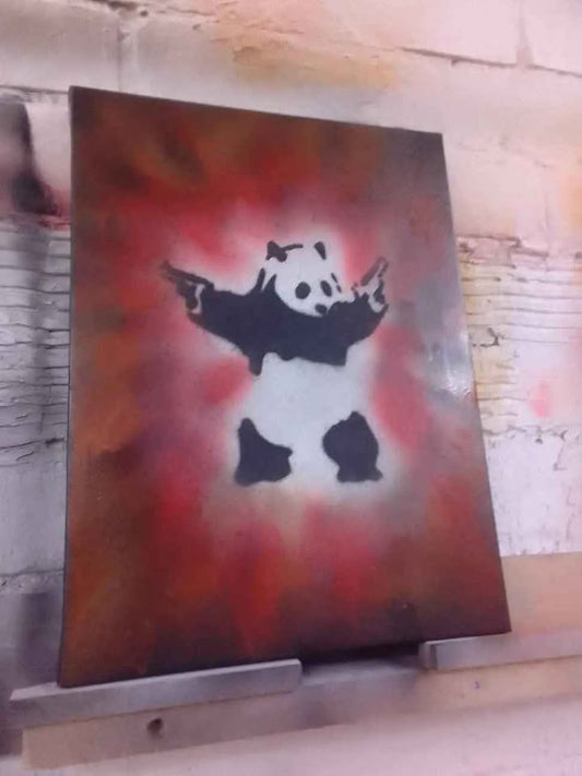 Crazy panda 24 inch by 16 inch acrylic painted on canvas