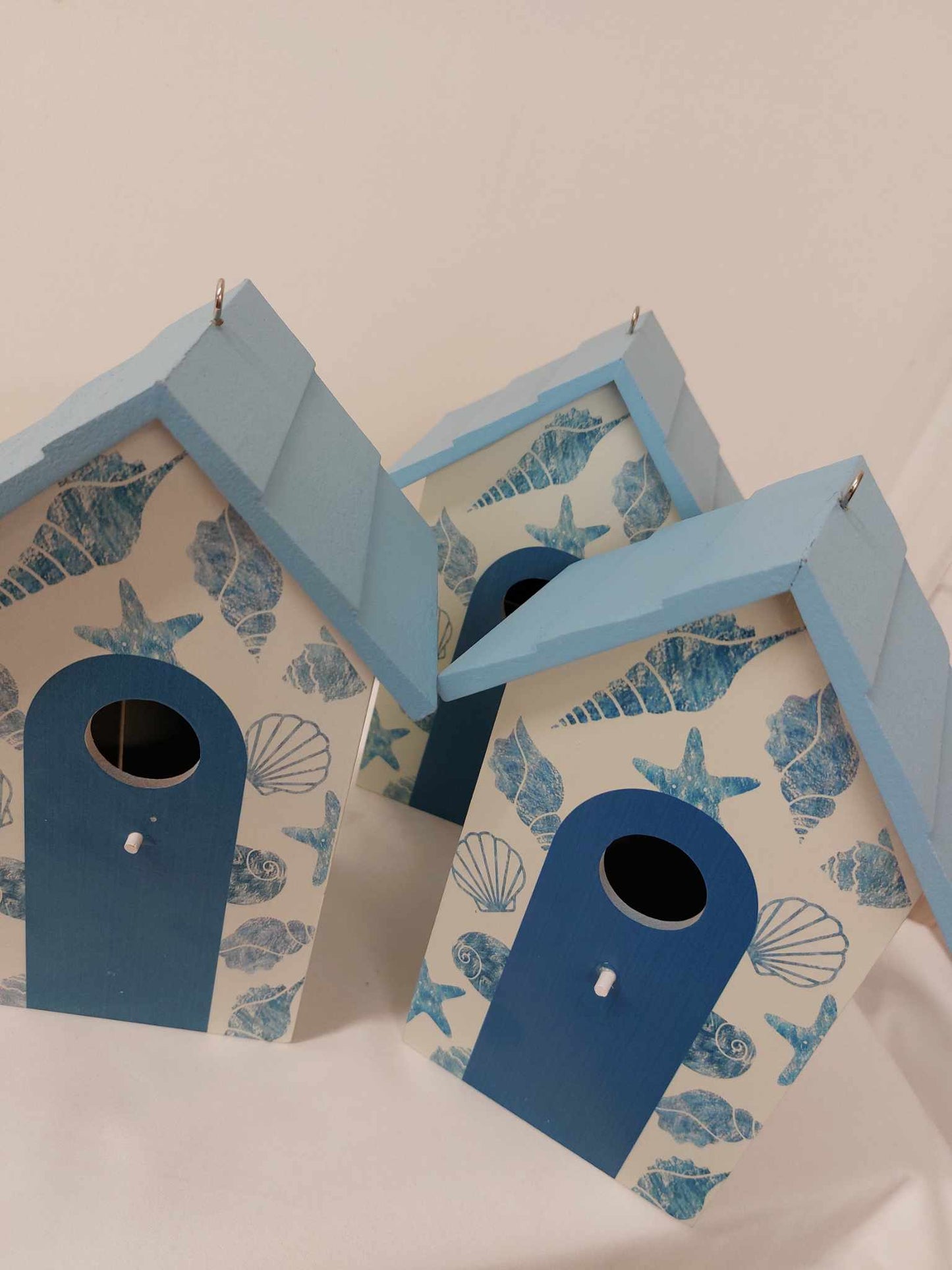 Bird House Nesting Box - Decorative wooden bird house. Pretty seaside blue