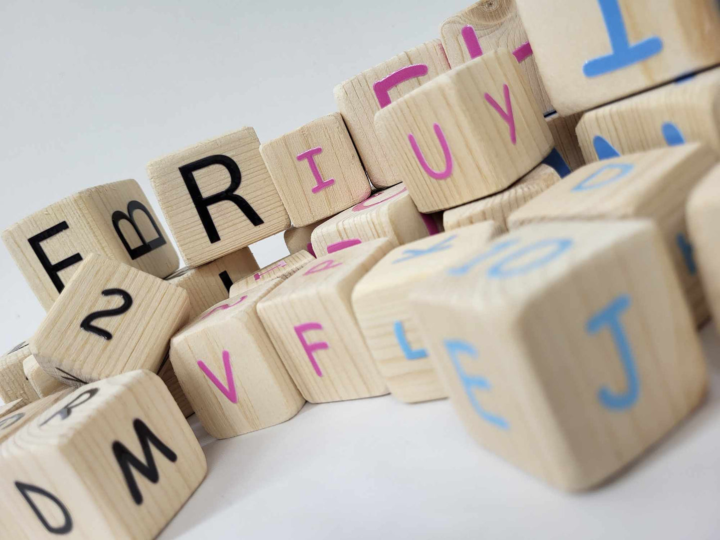 Wooden Children's ABC blocks 4cm by 4cm (girl) PINK