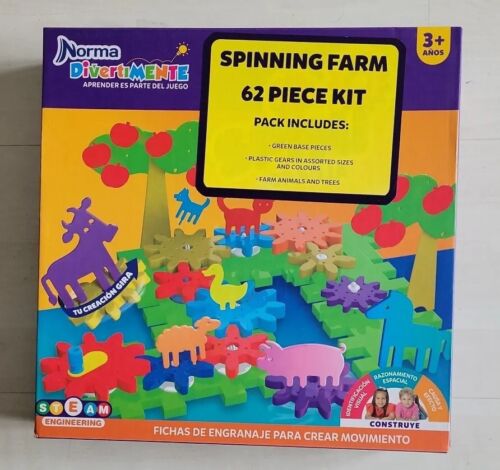 62 Pcs Colorful Spinning Farm Gear Kids Play Kit for Creative Learning 3 Years